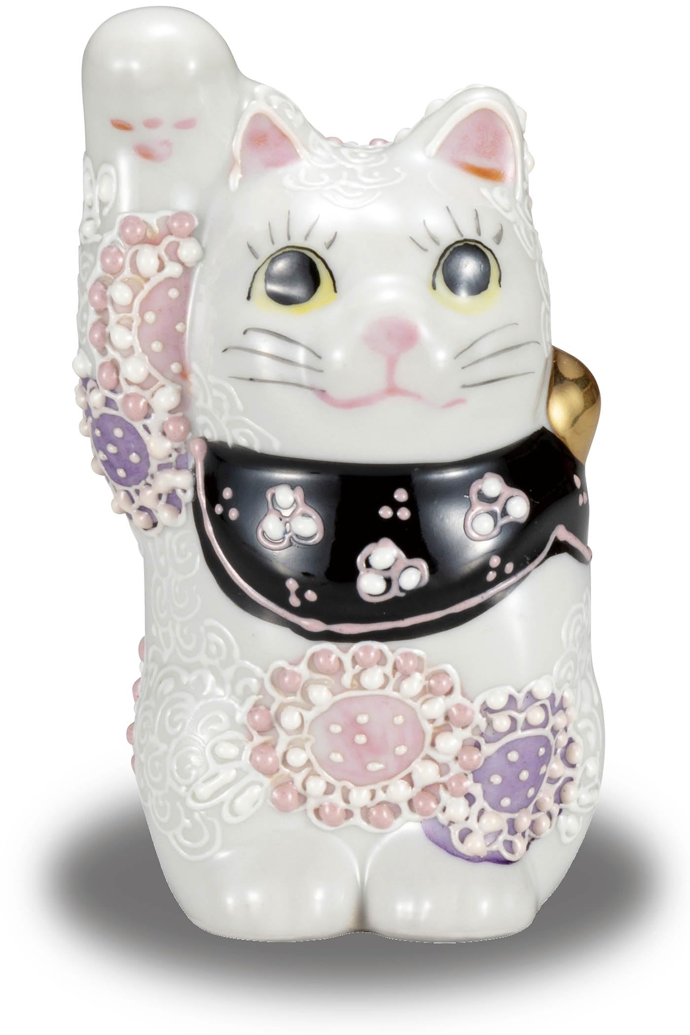 九谷焼　右手招き猫花むらさき Amazon.co.jp: 和座の蔵 おしゃれ 開運 置物 九谷焼 右手 招き猫 花